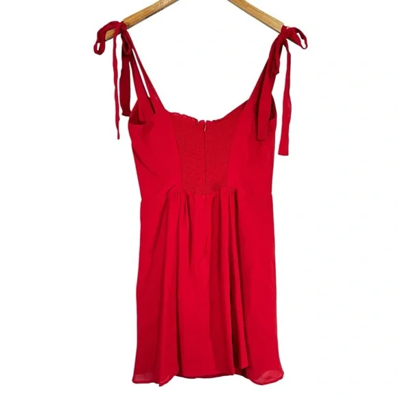 Reformation Niara Mini Dress size 10 in Cherry Red - Picture 7 of 9